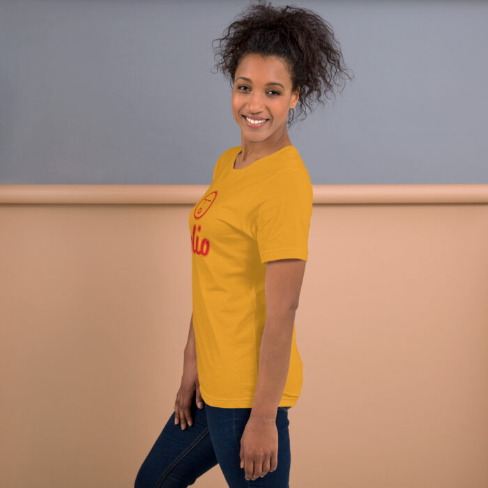 Basic Olio Unisex t-shirt (mustard x red) - Image 4