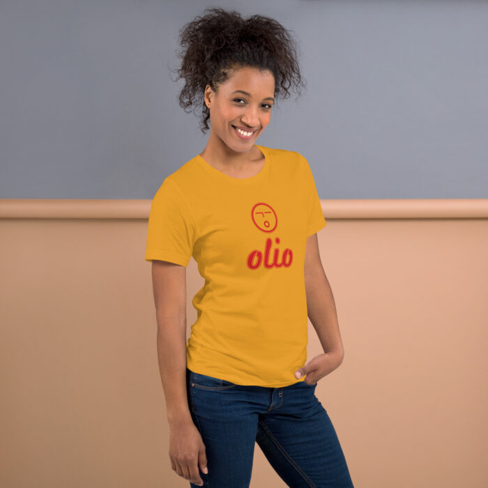 Basic Olio Unisex t-shirt (mustard x red) - Image 5